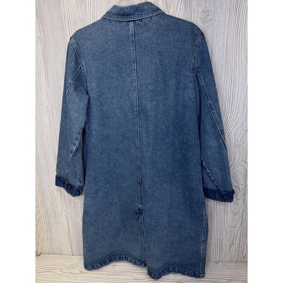 Denim & Co Long Barn Chore Coat Women's Medium, Trench Jean Lined Vintage Y2K - Picture 2 of 13